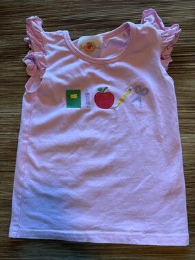 Girls' Pink Ruffle Sleeve School Icon Tank Top